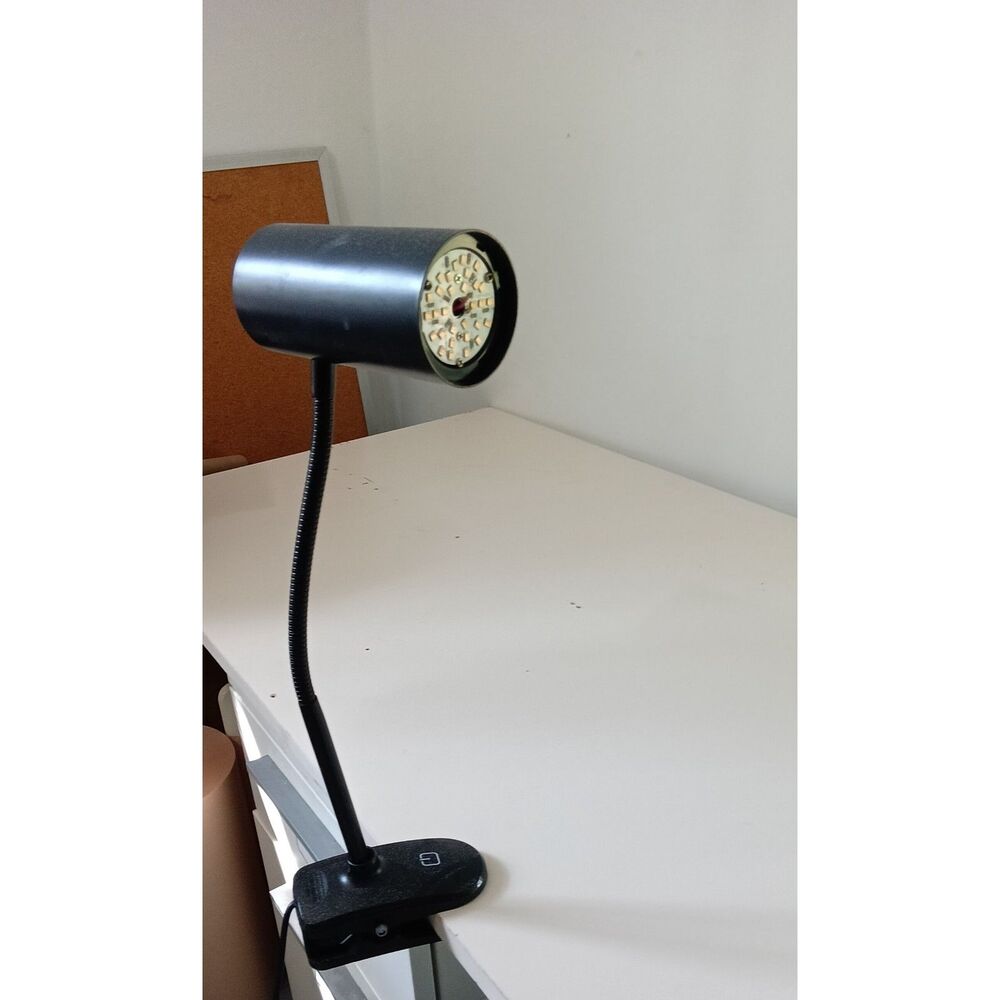 Black LED Clip-On Desk Lamp Flexible Gooseneck 3 Light Settings